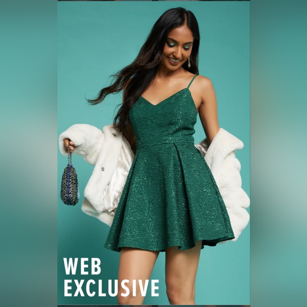 Audrey Jacquard Strappy Mini Dress